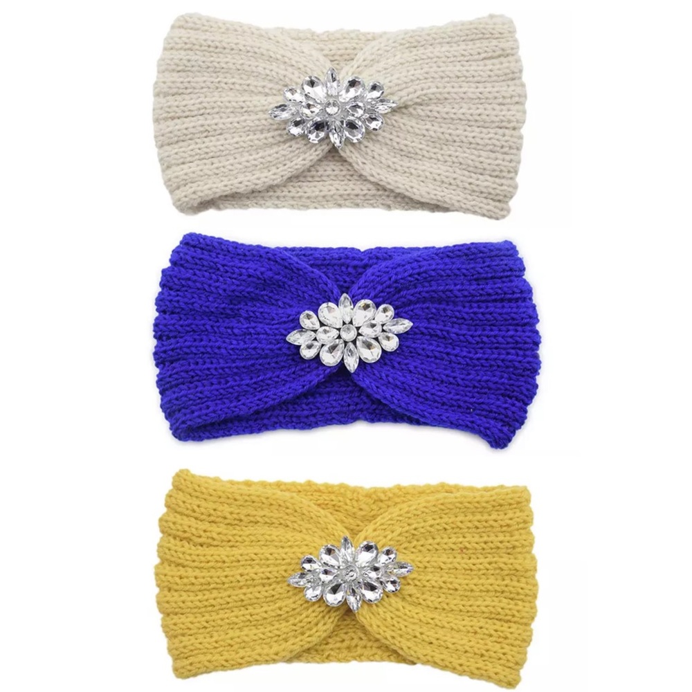 Set of 3 Knit Head Wraps hair band crochet boho